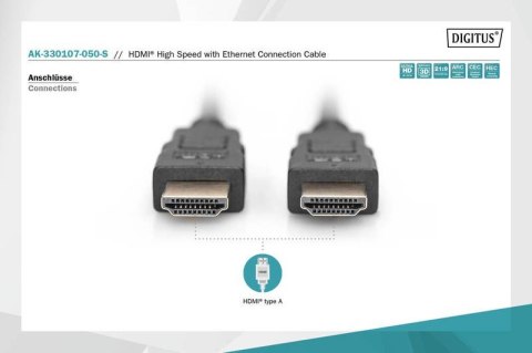 Kabel połączeniowy HDMI HighSpeed z Ethernetem 4K 30Hz UHD Typ HDMI A/HDMI A M/M 5m Czarny