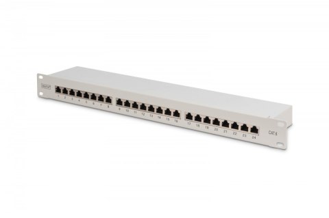 Patch panel 19" 24 porty, kat.6, S/FTP, 1U, wspornik kablowy, szary (kompletny) Patch panel 19" 24 porty, kat.6, S/FTP, 1U, wspornik kablowy, szary (kompletny)