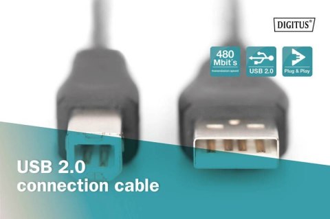 Kabel połączeniowy USB 2.0 HighSpeed Typ USB A/USB B M/M 3m Czarny