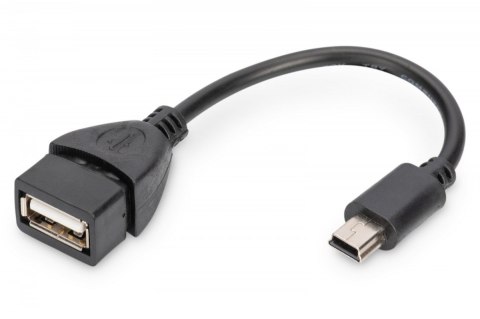 Kabel adapter USB 2.0 HighSpeed OTG Typ miniUSB B (5pin)/USB A M/Ż 0,2m Czarny Kabel adapter USB 2.0 HighSpeed OTG Typ miniUSB B (5pin)/USB A M/Ż 0,2m Czarny