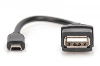 Kabel adapter USB 2.0 HighSpeed OTG Typ miniUSB B (5pin)/USB A M/Ż 0,2m Czarny
