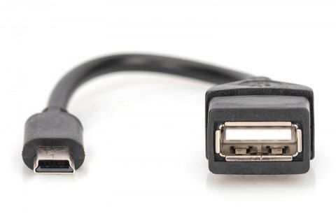 Kabel adapter USB 2.0 HighSpeed OTG Typ miniUSB B (5pin)/USB A M/Ż 0,2m Czarny Kabel adapter USB 2.0 HighSpeed OTG Typ miniUSB B (5pin)/USB A M/Ż 0,2m Czarny