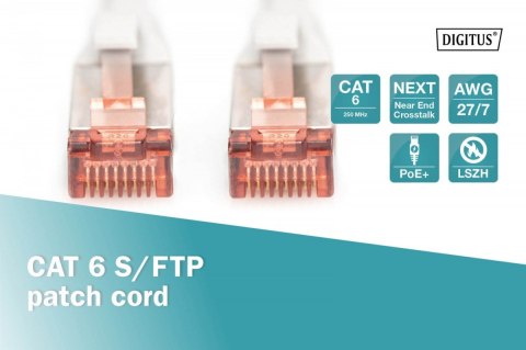 Patch cord S/FTP kat.6 LS0H 0,5m Szary