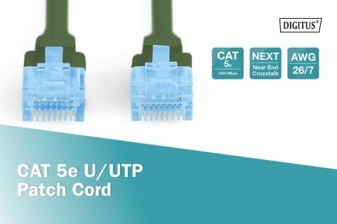 Patch cord U/UTP kat.5e PVC 0,5m zielony