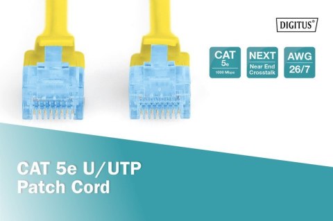 Patch cord U/UTP kat.5e PVC 0,5m żółty