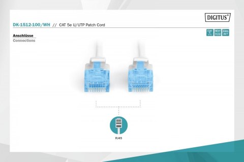 Patch cord U/UTP kat.5e PVC 10m Biały Patch cord U/UTP kat.5e PVC 10m Biały
