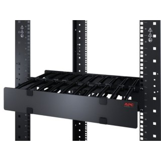 Poziomy organizer kabli, 1U, jednostronny z osłoną, Czarny AR8602A