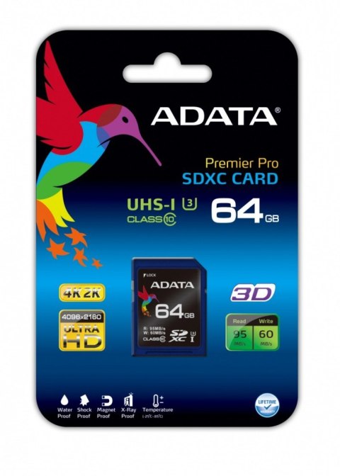 SD XC Premier Pro 64GB UHS-1 U3/Class10 4K