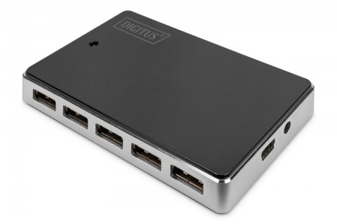 HUB/Koncentrator 10-portowy USB 2.0 HighSpeed, aktywny, Czarno-srebrny HUB/Koncentrator 10-portowy USB 2.0 HighSpeed, aktywny, Czarno-srebrny