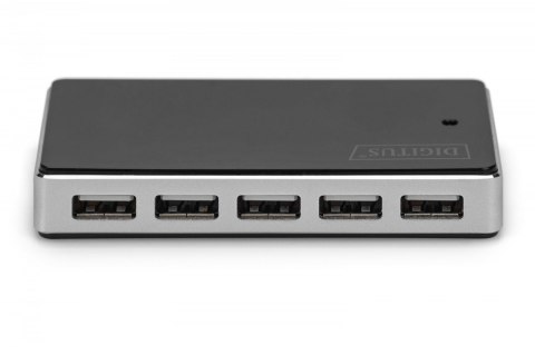 HUB/Koncentrator 10-portowy USB 2.0 HighSpeed, aktywny, Czarno-srebrny HUB/Koncentrator 10-portowy USB 2.0 HighSpeed, aktywny, Czarno-srebrny