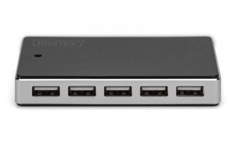 HUB/Koncentrator 10-portowy USB 2.0 HighSpeed, aktywny, Czarno-srebrny HUB/Koncentrator 10-portowy USB 2.0 HighSpeed, aktywny, Czarno-srebrny