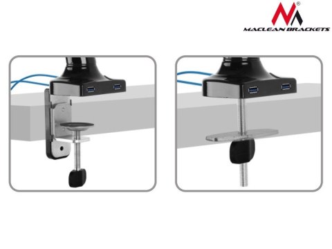 Uchwyt na 2 monitory czarny MC-674 gazowa sprężyna usb 13"-27" 6 kgx2