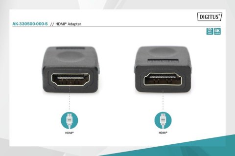 Adapter HDMI HighSpeed z Ethernetem 4K 60Hz UHD Typ HDMI A/HDMI A Ż/Ż Czarny