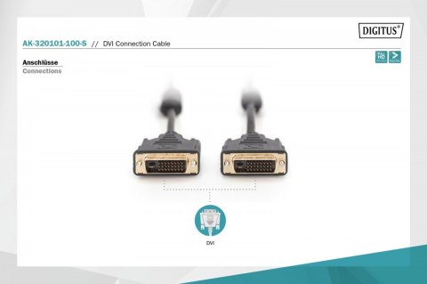 Kabel połączeniowy DVI-D DualLink WQXGA 30Hz HD Typ DVI-D (24+1)/DVI-D (24+1) M/M 10m Czarny Kabel połączeniowy DVI-D DualLink WQXGA 30Hz HD Typ DVI-D (24+1)/DVI-D (24+1) M/M 10m Czarny