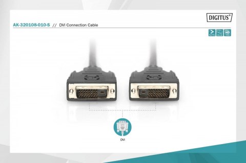 Kabel połączeniowy DVI-D DualLink WQXGA 30Hz Typ DVI-D (24+1)/DVI-D (24+1) M/M 1m Czarny Kabel połączeniowy DVI-D DualLink WQXGA 30Hz Typ DVI-D (24+1)/DVI-D (24+1) M/M 1m Czarny