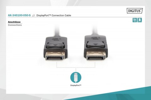 Kabel połączeniowy DisplayPort z zatrzaskami 4K 60Hz UHD Typ DP/DP M/M 5m Czarny Kabel połączeniowy DisplayPort z zatrzaskami 4K 60Hz UHD Typ DP/DP M/M 5m Czarny