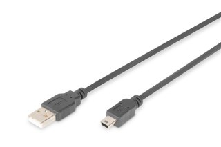 Kabel połączeniowy USB 2.0 HighSpeed "Canon" Typ USB A/miniUSB B (5pin) M/M 3m Czarny