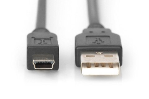 Kabel połączeniowy USB 2.0 HighSpeed "Canon" Typ USB A/miniUSB B (5pin) M/M 3m Czarny