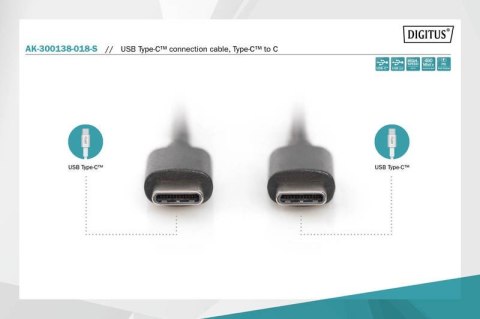 Kabel połączeniowy USB 2.0 HighSpeed Typ USB C/USB C M/M 1,8m Czarny Kabel połączeniowy USB 2.0 HighSpeed Typ USB C/USB C M/M 1,8m Czarny