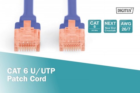 Patch cord U/UTP kat.6 PVC 1m Niebieski