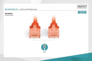 Patch cord U/UTP kat.6 PVC 1m czerwony