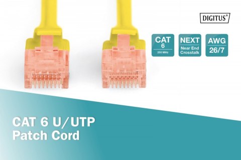 Patch cord U/UTP kat.6 PVC 2m Żółty