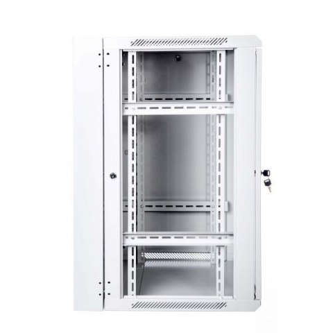 Szafa wisząca dwusekcyjna 19 15U 759/600/600mm, drzwi szklane, szara (RAL 7035), zmontowana Szafa wisząca dwusekcyjna 19 15U 759/600/600mm, drzwi szklane, szara (RAL 7035), zmontowana