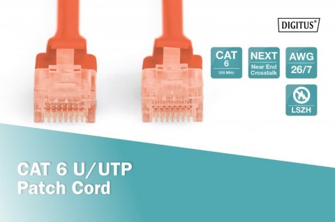 Patch cord nieekranowany U/UTP Kat.6 AWG 26/7 miedź LSOH 1m Czerwony