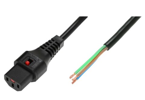 Kabel zasilający do zarobienia blokada blokada IEC LOCK 3x1mm2 OPEN/C13 prosty M/Ż 2m Czarny Kabel zasilający do zarobienia blokada blokada IEC LOCK 3x1mm2 OPEN/C13 prosty M/Ż 2m Czarny