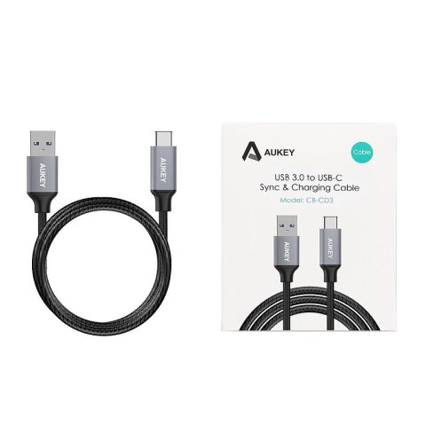 CB-CD3 kabel USB-C - USB-A 2m 60W PD 3A 20V nylonowy oplot czarny CB-CD3 kabel USB-C - USB-A 2m 60W PD 3A 20V nylonowy oplot czarny