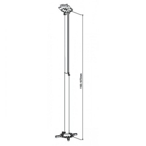 Ramię do projektora 110 -190cm sufitowe, 15kg, srebrne