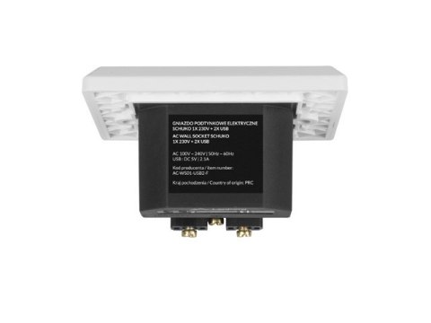 Gniazdko podtynkowe 230V pojedyncze + 2x USB 2.1A schuko Gniazdko podtynkowe 230V pojedyncze + 2x USB 2.1A schuko