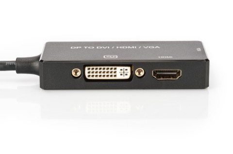 Kabel adapter Displayport 4K 30Hz/1080p 60Hz Typ DP/HDMI(UHD)+DVI-I+VGA (FHD) M/Ż 0,20m Czarny
