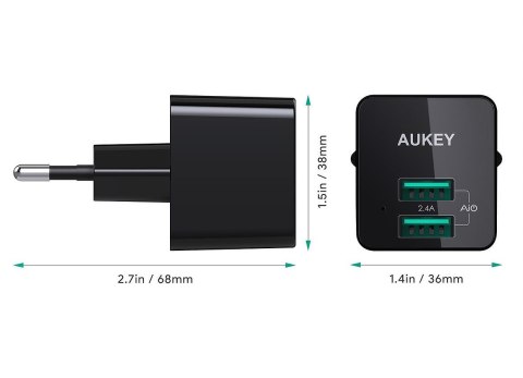 PA-U32 Black Mini ładowarka sieciowa 2xUSB AiPower 4.8A 12W PA-U32 Black Mini ładowarka sieciowa 2xUSB AiPower 4.8A 12W