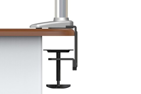 Ramię biurkowe podwójne z zaciskiem, regulowany, 2xLCD, max. 27", max. 8kg, uchylno-obrotowe 360° Ramię biurkowe podwójne z zaciskiem, regulowany, 2xLCD, max. 27", max. 8kg, uchylno-obrotowe 360°