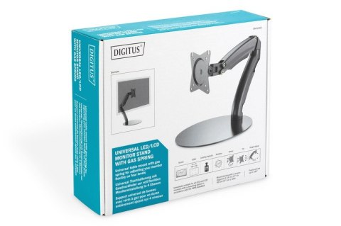 Ramię biurkowe pojedyncze, 1xLCD, max. 27", max. 6.5kg, uchylno-obrotowe 180° (PIVOT)