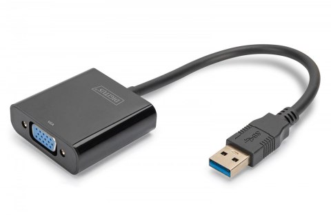 Adapter graficzny VGA 1080p FHD na USB 3.0, aluminiowy, czarny