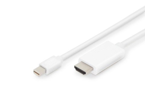 Kabel adapter Displayport 1.2 4K 60Hz UHD Typ miniDP/HDMI A M/M Biały 2m Kabel adapter Displayport 1.2 4K 60Hz UHD Typ miniDP/HDMI A M/M Biały 2m