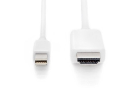 Kabel adapter Displayport 1.2 4K 60Hz UHD Typ miniDP/HDMI A M/M Biały 2m Kabel adapter Displayport 1.2 4K 60Hz UHD Typ miniDP/HDMI A M/M Biały 2m