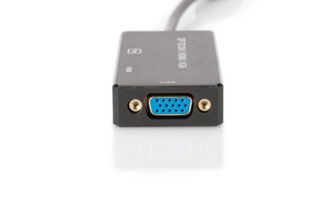 Kabel adapter Displayport 4K 30Hz/1080p 60Hz Typ DP/HDMI(UHD)+DVI-I+VGA (FHD) M/Ż 0,20m Czarny
