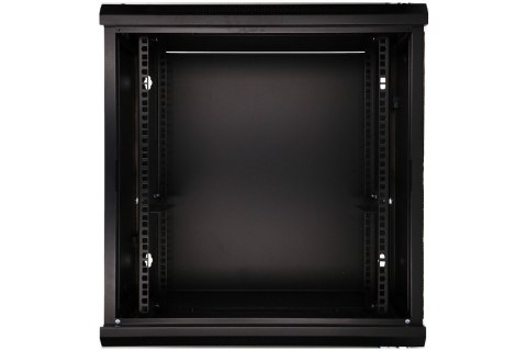 Szafka wisząca rack 12U 600x600 czarna szklane drzwi