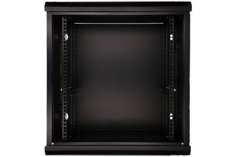 Szafka wisząca rack 12U 600x600 czarna szklane drzwi