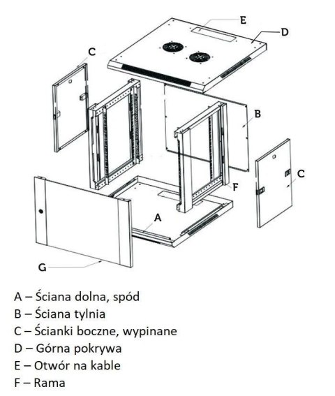 Szafka wisząca rack 9U 600x600 szara metalowe drzwi Szafka wisząca rack 9U 600x600 szara metalowe drzwi