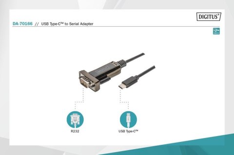 Kabel Adapter USB 2.0 HighSpeed Typ USB C/RS232 M/Ż czarny 1m