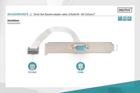 Kabel na śledziu RS232 Typ DSUB9/2xDIN5 M/Ż 0,25m Szary