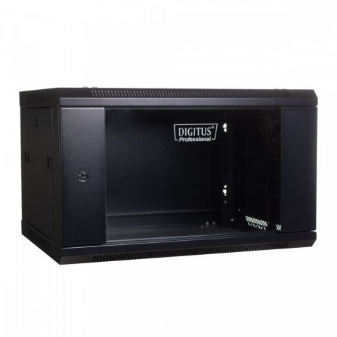 Szafa wisząca jednosekcyjna 19 cali 4U 279/600/450mm, drzwi szklane, (RAL 9004) Czarna