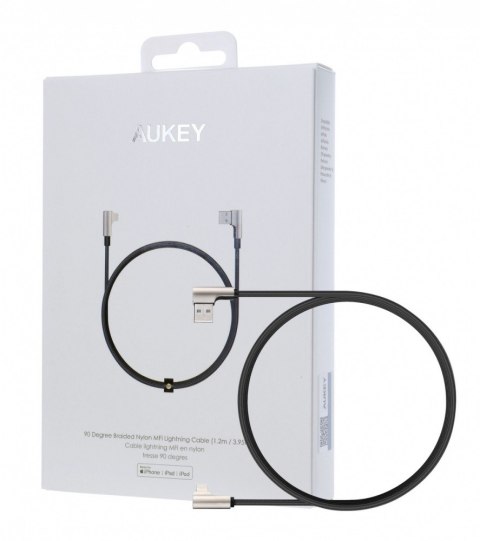CB-BAL6 kabel 90° Lightning - USB-C 1,2m Apple USB-PD kątowy wtyki 90 stopni nylonowy oplot czarny
