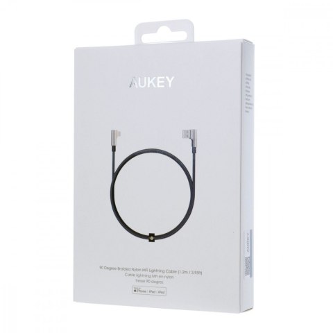 CB-BAL6 kabel 90° Lightning - USB-C 1,2m Apple USB-PD kątowy wtyki 90 stopni nylonowy oplot czarny