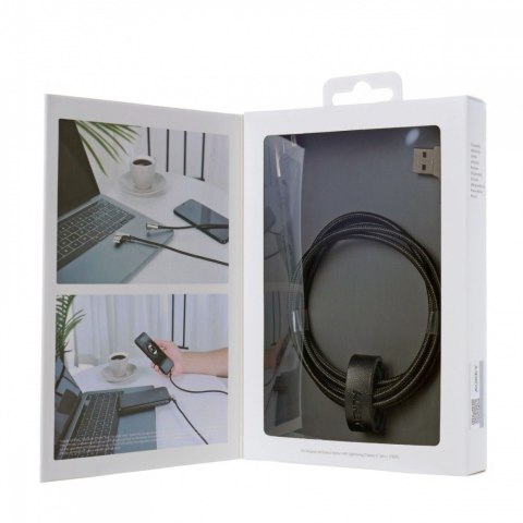 CB-BAL6 kabel 90° Lightning - USB-C 1,2m Apple USB-PD kątowy wtyki 90 stopni nylonowy oplot czarny