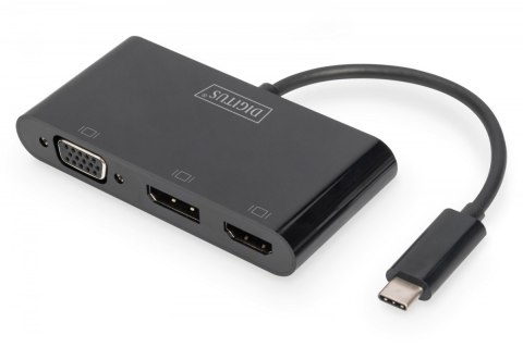Adapter graficzny HDMI/DP/VGA 4K 60Hz UHD/ FHD na USB 3.1 Typ C, z audio, Czarny Adapter graficzny HDMI/DP/VGA 4K 60Hz UHD/ FHD na USB 3.1 Typ C, z audio, Czarny